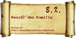 Beszédes Kamilla névjegykártya